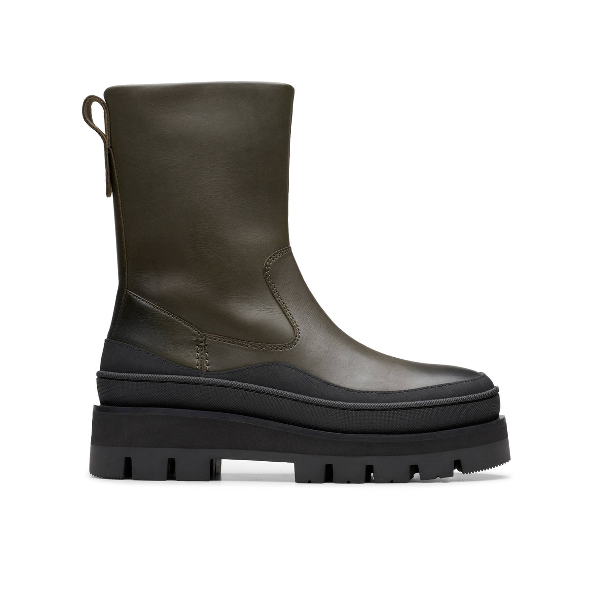 Clark’s Orianna2 top dark olive nick Chunky Chelsea Boots - new in box Clarks Leather Lace-Up Ankle Boot - Orianna2 Hike on QVC  main image 2