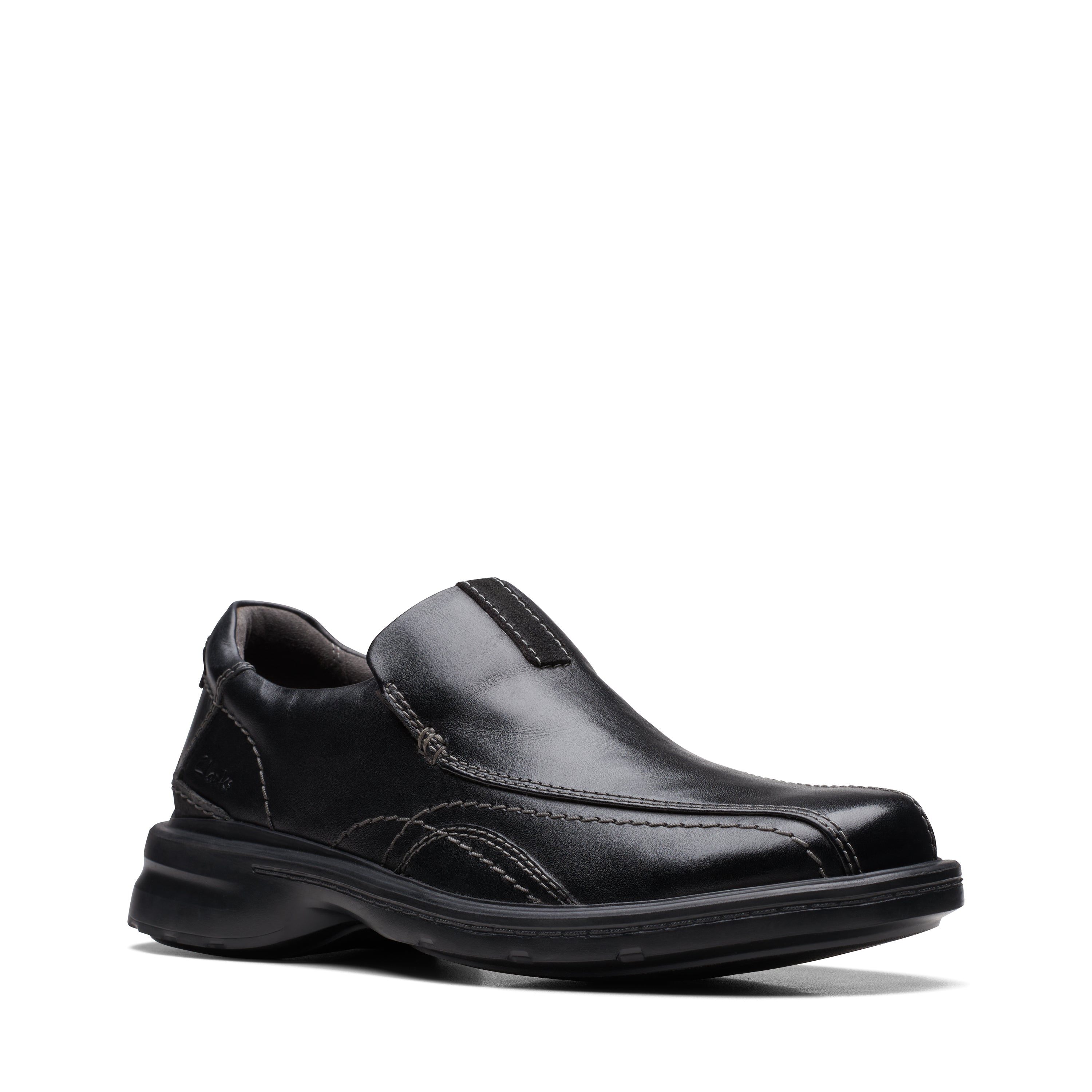 Men's black leather sale slip on shoes